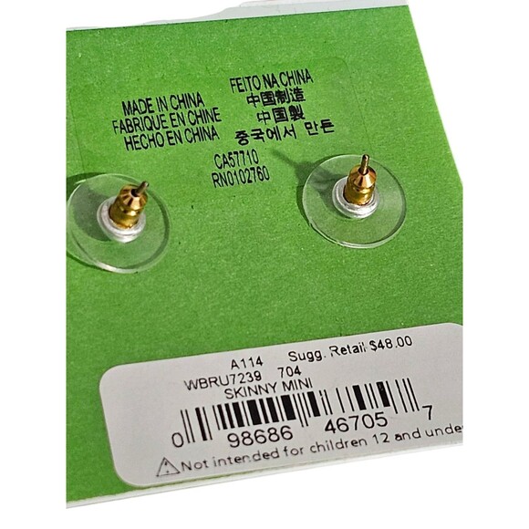 Kate Spade Skinny Mini Bow Rose Gold Pave Crystal Stud Earrings Pierced Post - Picture 4 of 6